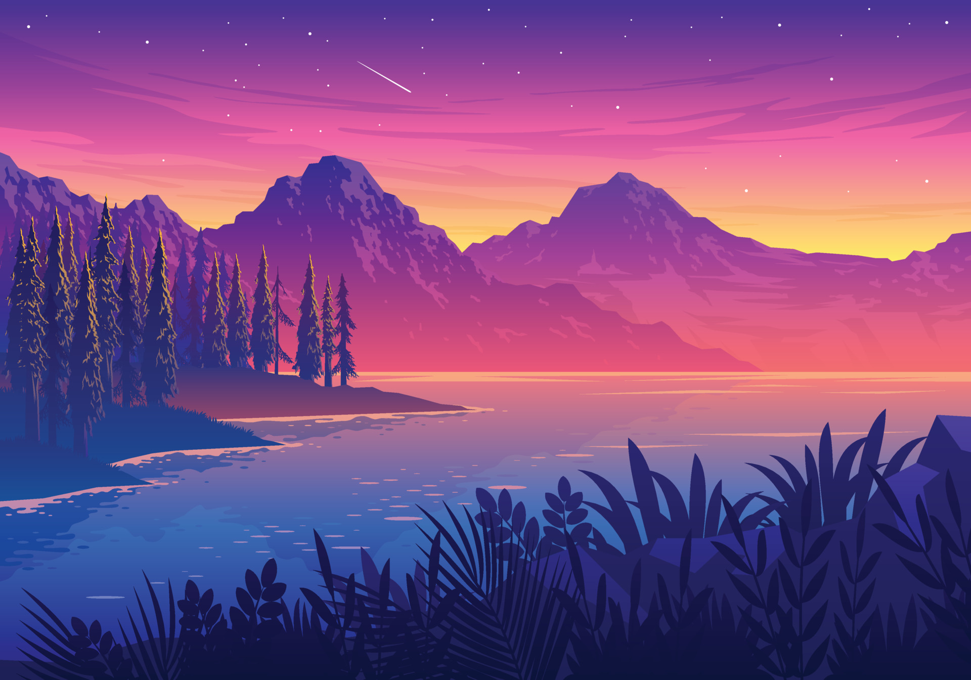 Il s'agit d'une illustration genre un coucher de soleil